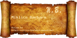 Miklics Barbara névjegykártya